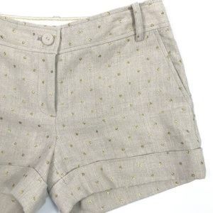 J. Crew | City Fit Linen Tan Polka Dot Shorts 6